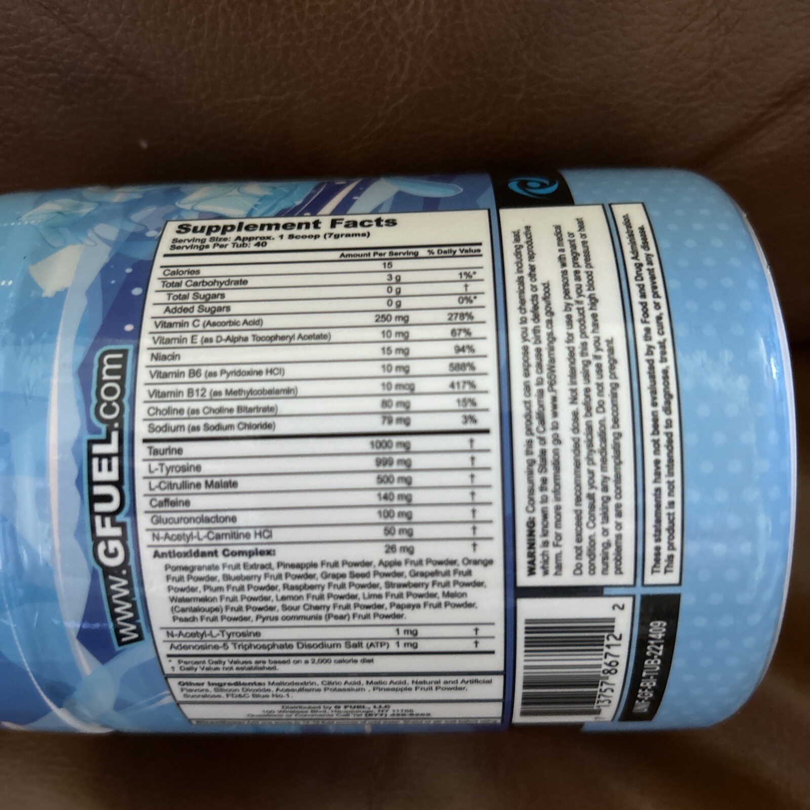 Gamma Labs G Fuel Blue Ice GFuel 40 Servings