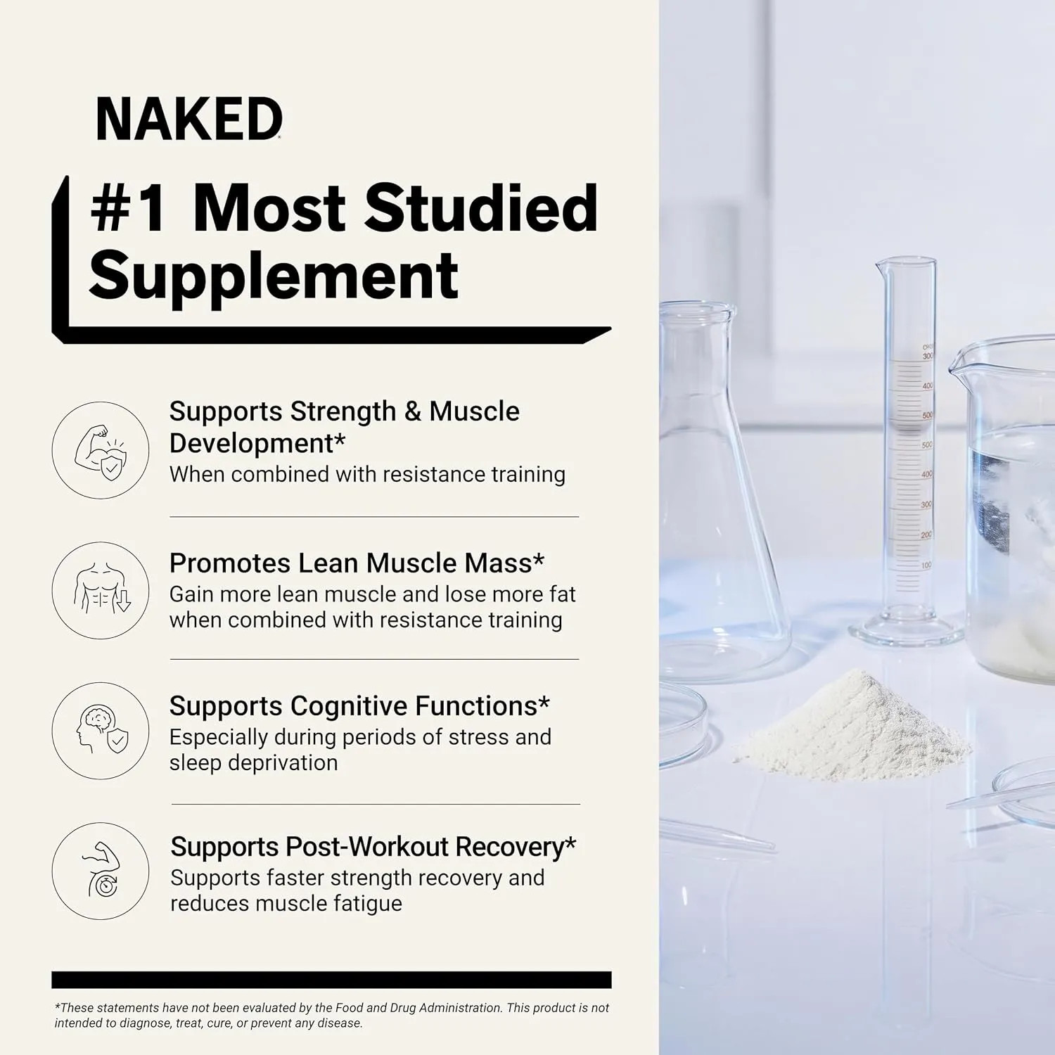 NAKED Pure Micronized Creatine Monohydrate Powder 500g Unflavored Vegan