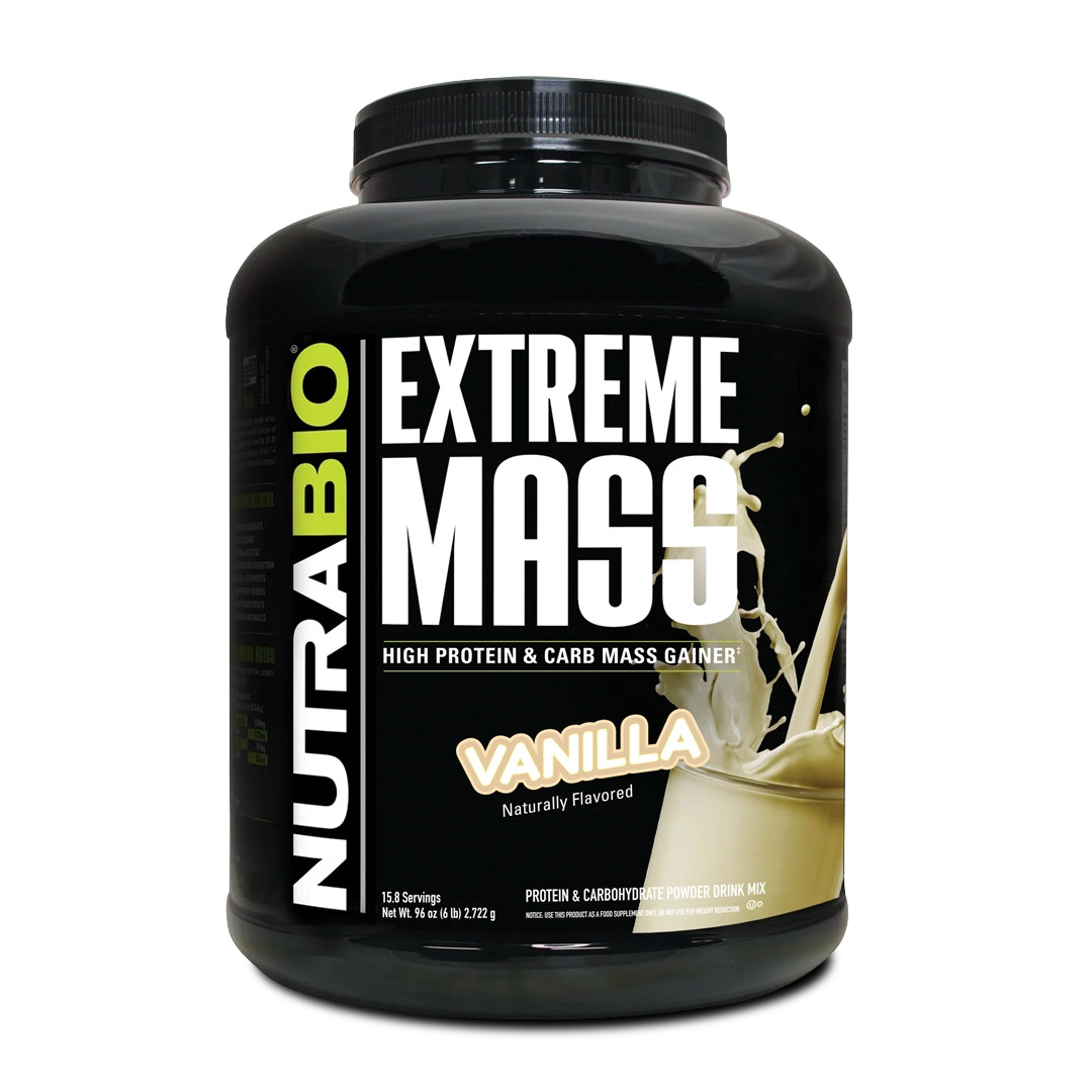 NutraBio Extreme Mass – High-Calorie Protein Gainer for Muscle & Strength – 6 LB