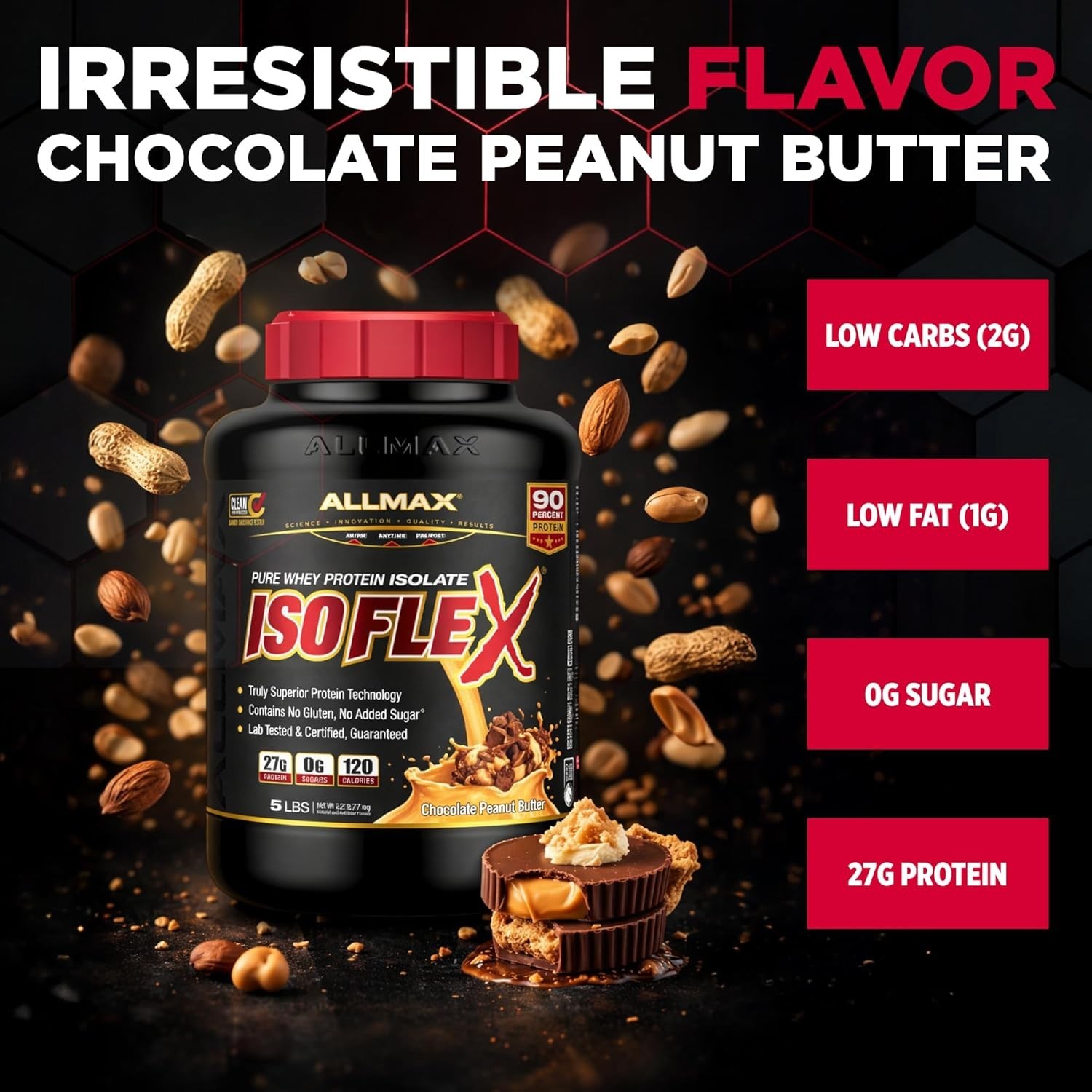 Allmax Nutrition IsoFlex -Pure Whey Protein Isolate Chocolate Peanut Butter 5 lb