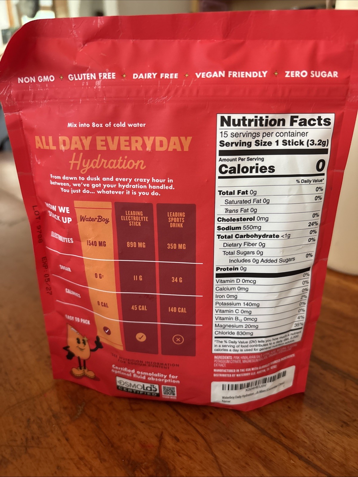 Water Boy Daily Hydration Cucumber Citrus 15 Sticks