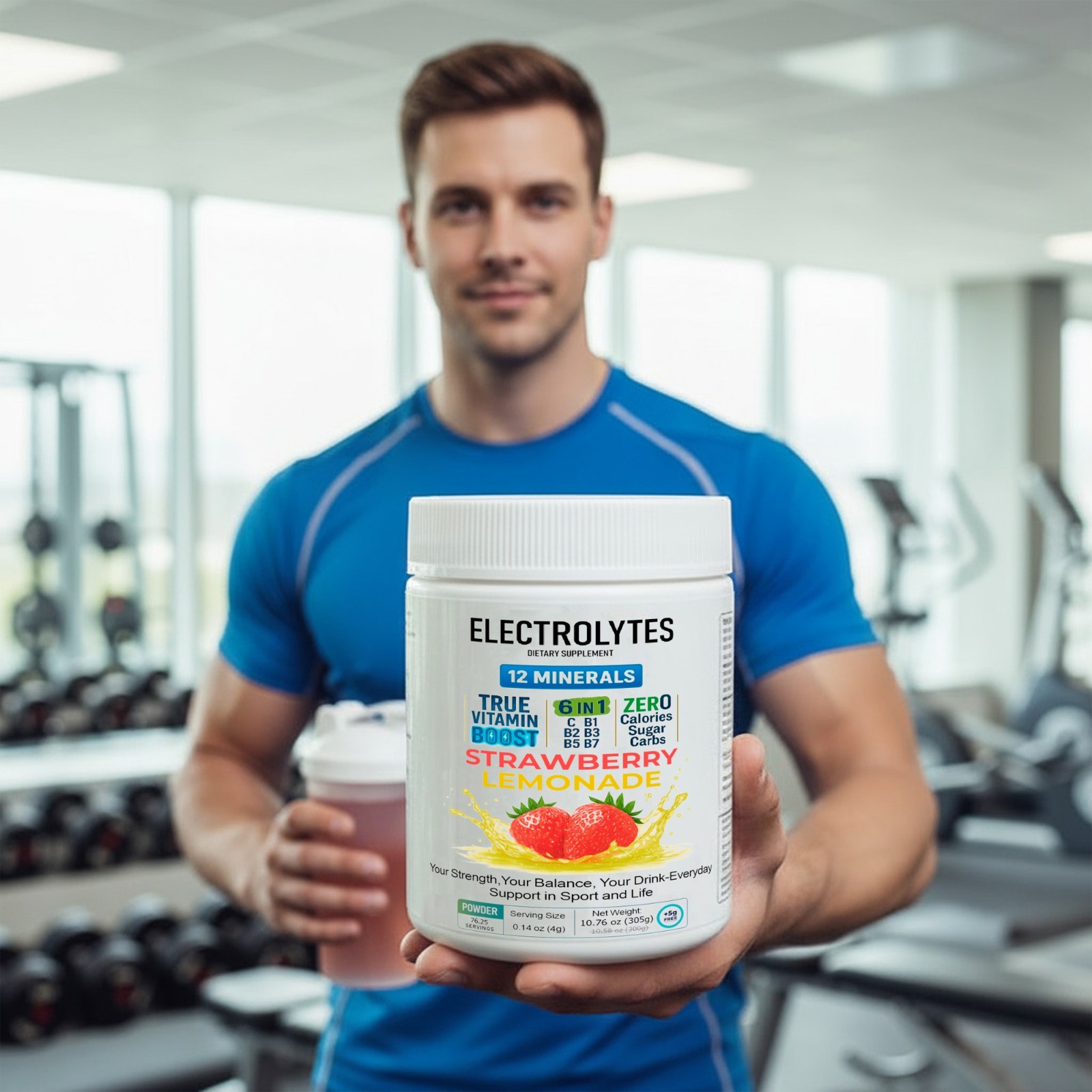 Electrolyte Complex Hydration Powder | 6 Vitamins + 12 Minerals | Strawberry