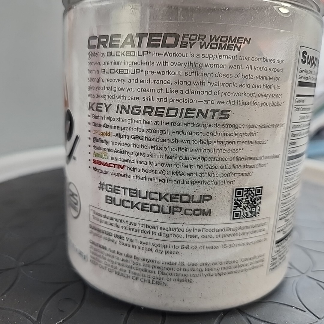 3 Bucked Up Babe Pre-Workout Watermelon Splash, biotin hyaluronic acid 10.7 oz🍉