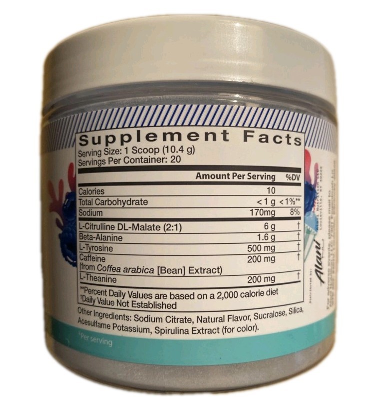 Alani NU PRE-WORKOUT-Blue Slush 7.3 oz 10/2026 NEW/SEALED!!