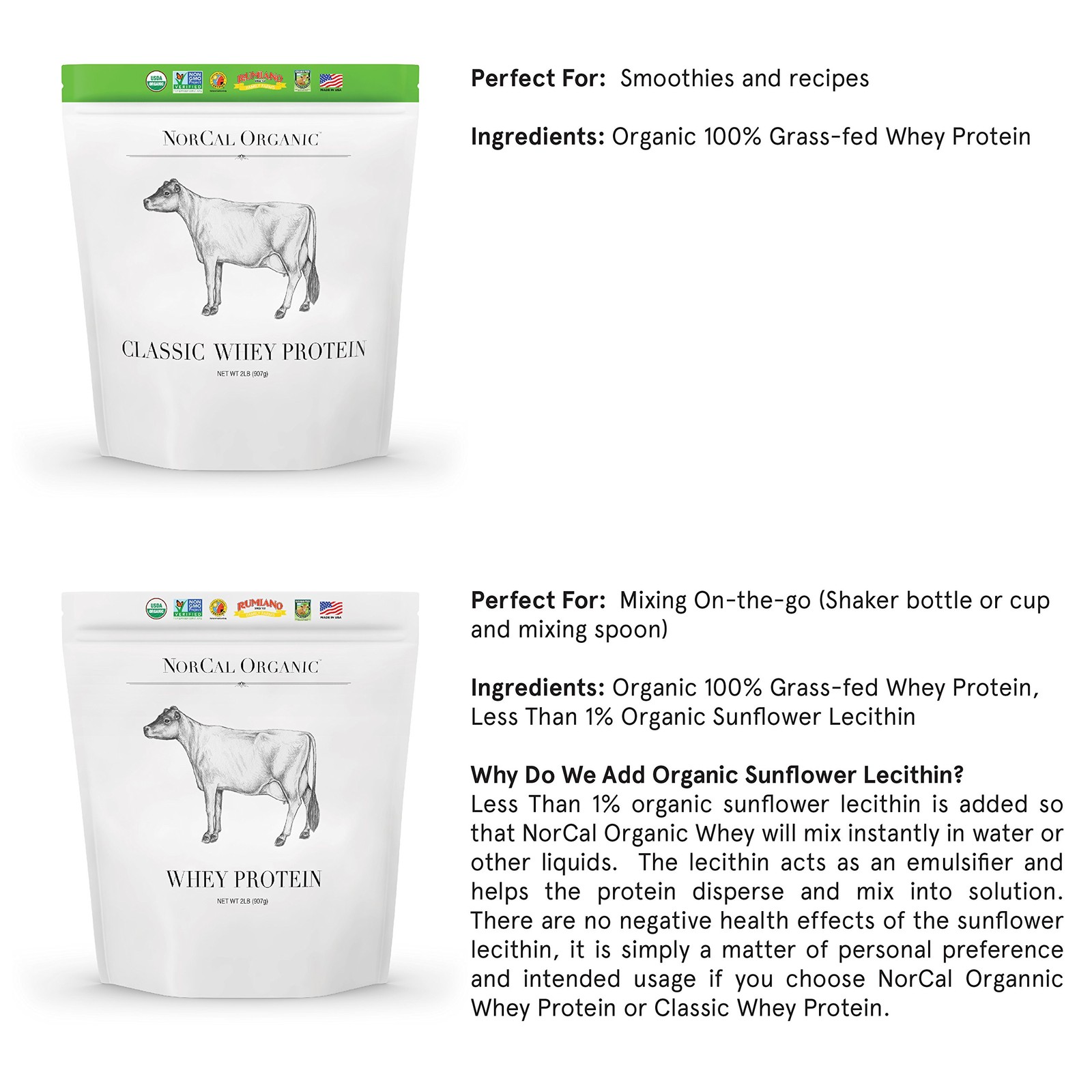 NorCal Organic Whey Protein | 100% GrassFed, USDA Certified | Pure, Clean Pro…