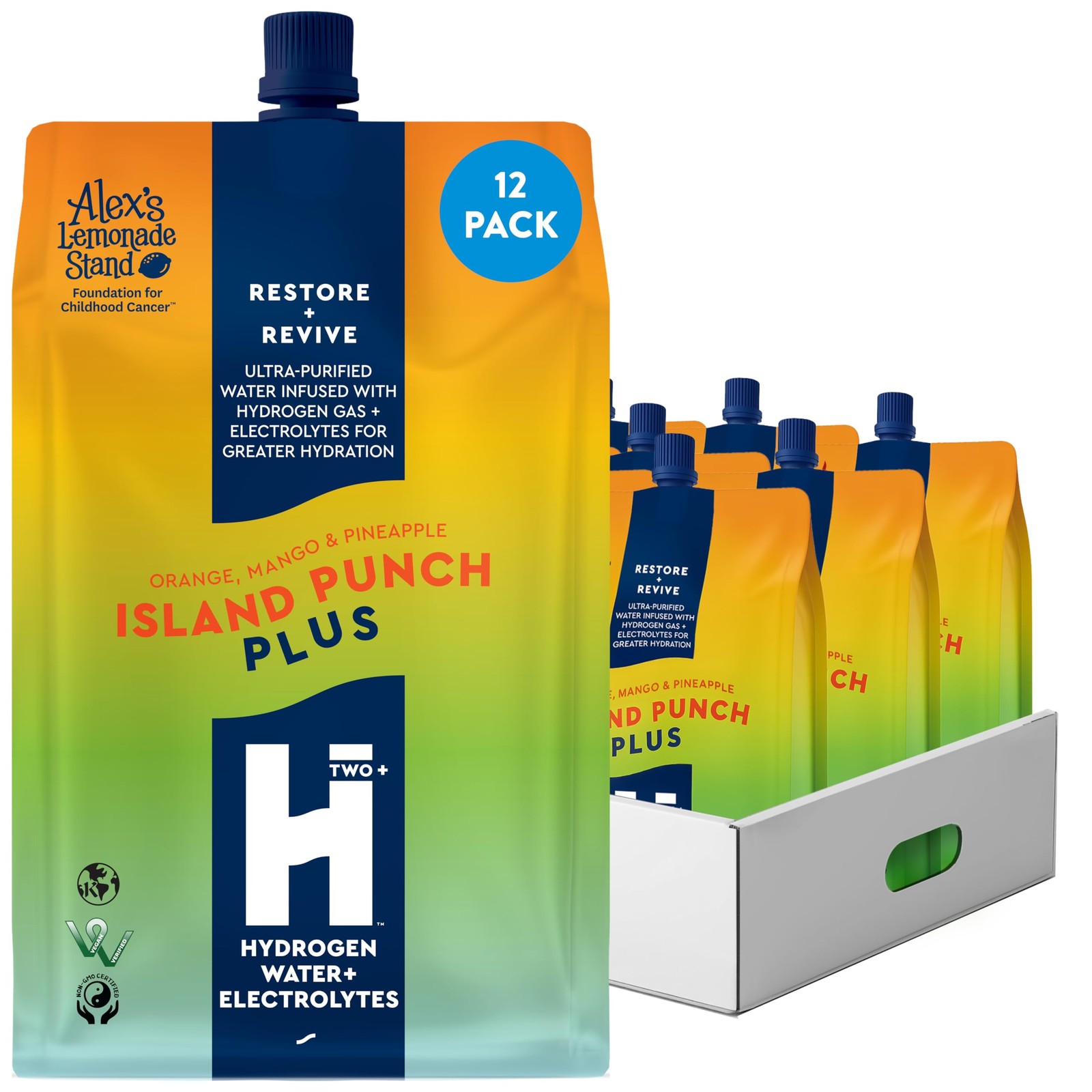 HTWO Plus Molecular Hydrogen Water with Electrolytes, Island Punch Flavored, …