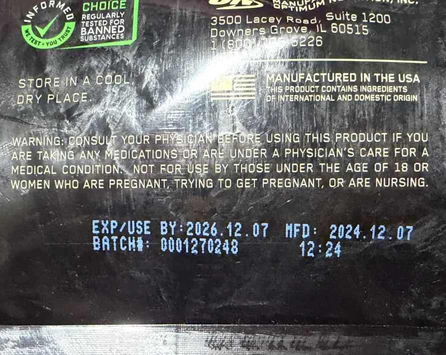 Optimum Nutrition Serious Mass Weight Gainer Powder Vanilla 12lb EXP 12/26