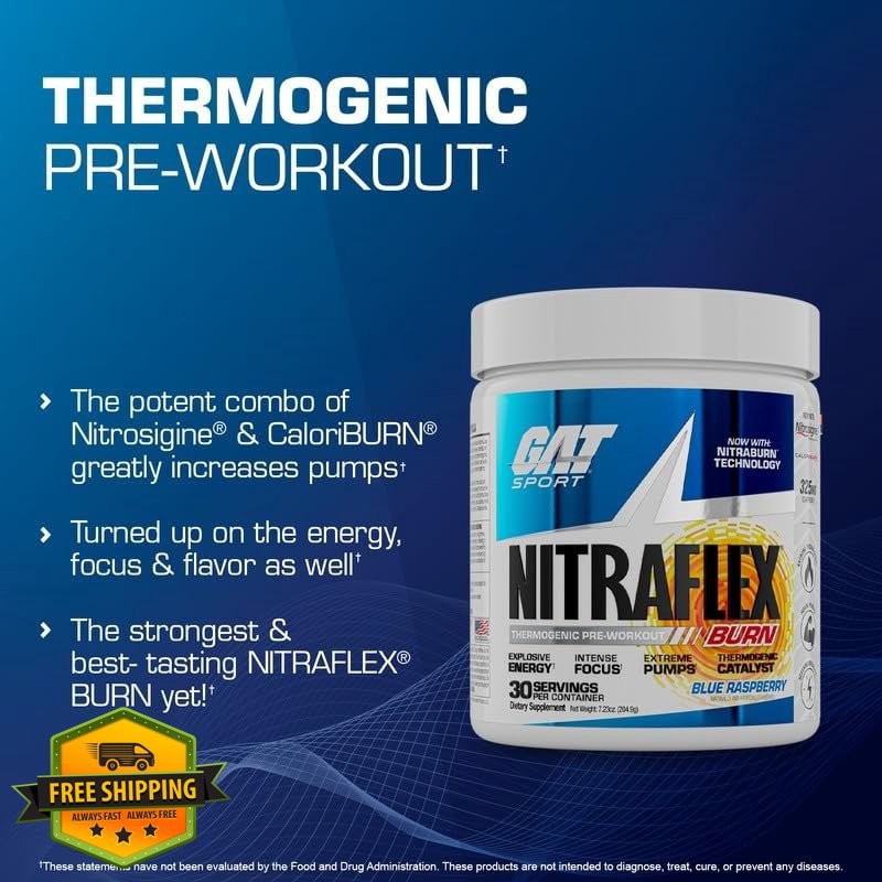 GAT SPORT NITRAFLEX Burn Pre-Workout Blue Raspberry