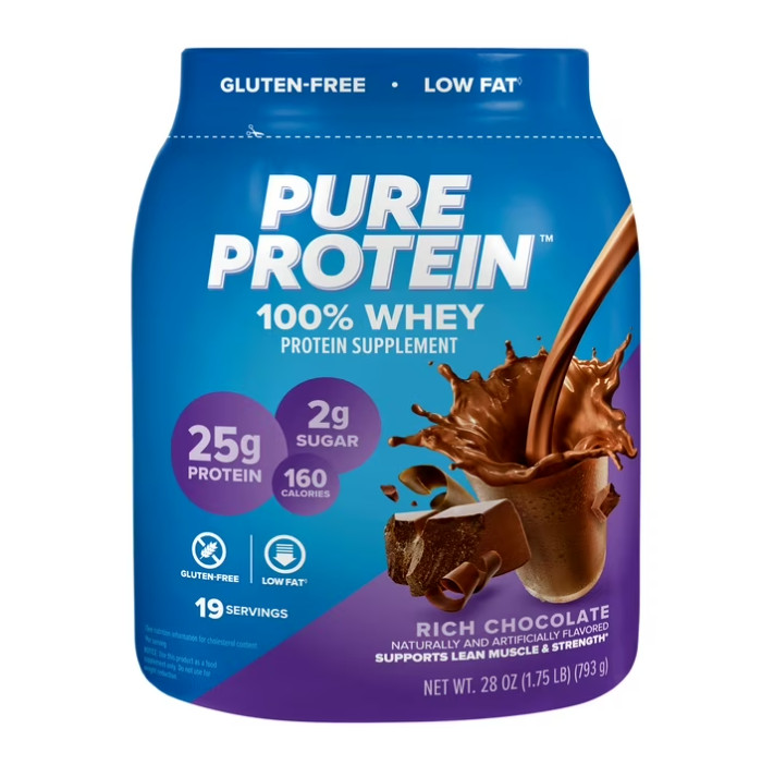 2 Pack Pure Protein 100% Whey Protein Powder, Rich Chocolate,25g Protein,1.75lb