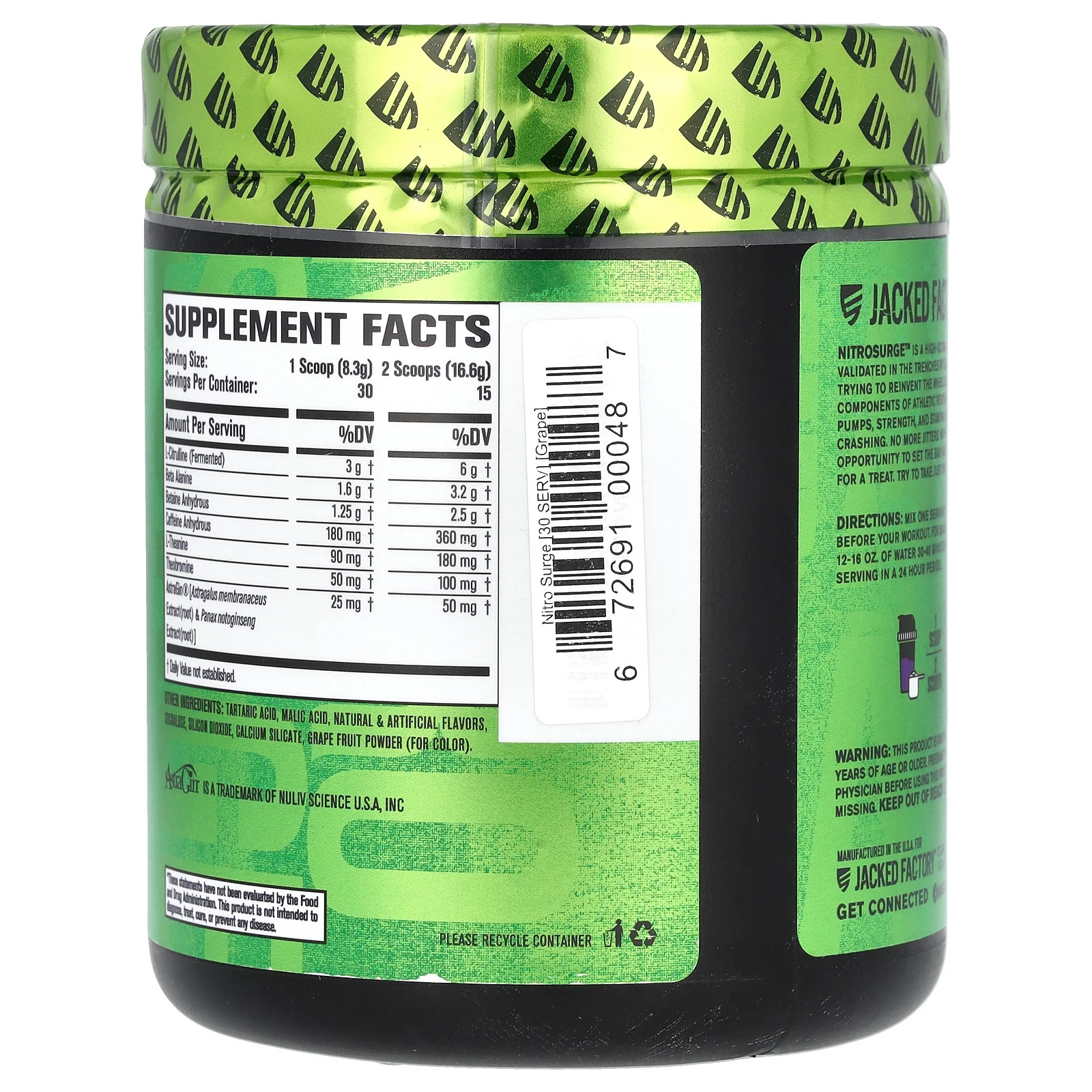 Nitro Surge, Pre-Workout, Grape, 8.78 Oz (249 G)