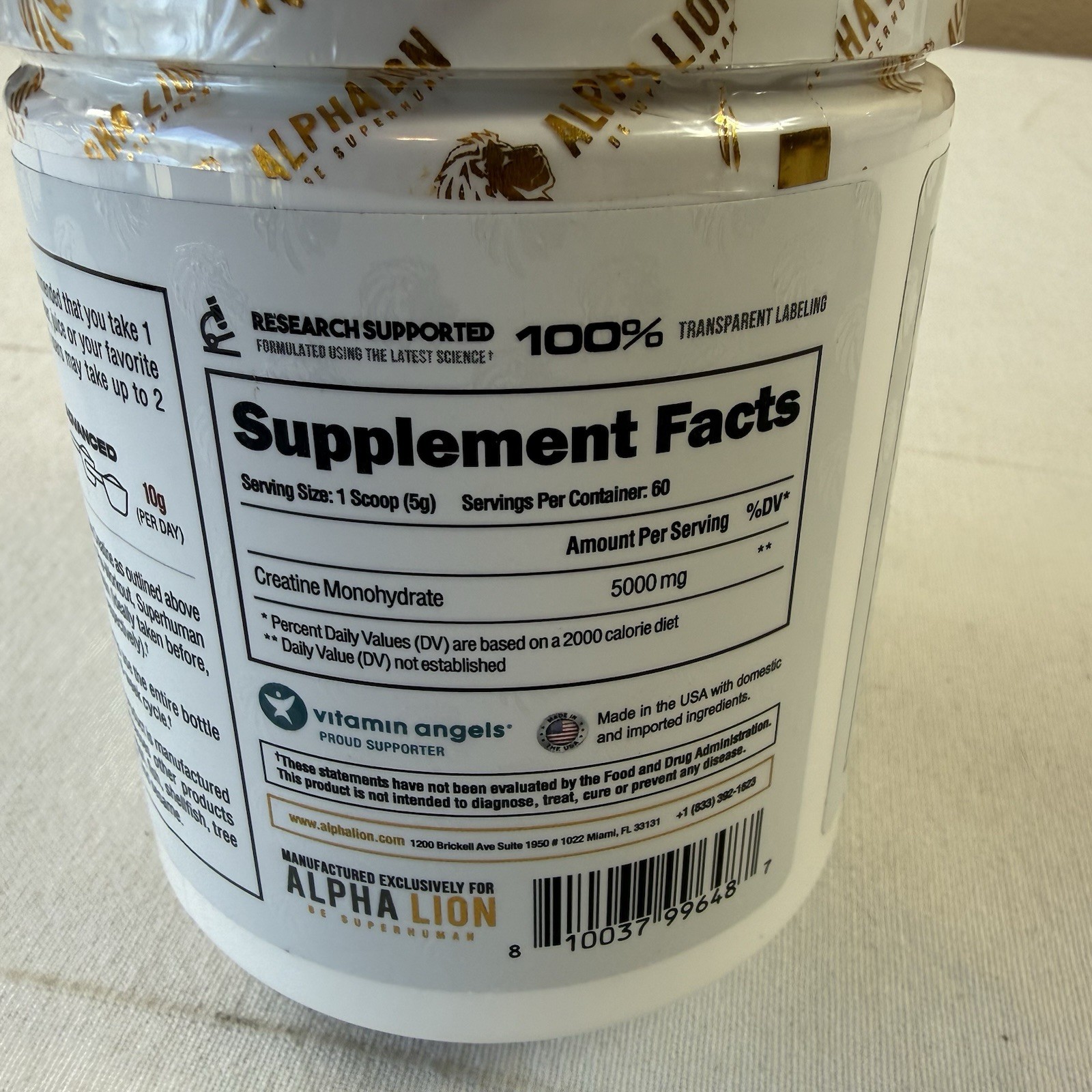 Alpha Lion Creatine Monohydrate Powder 60 Servings Unflavored 5000mg power