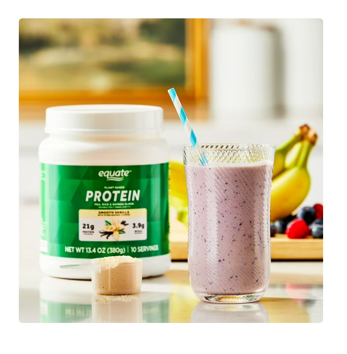 Equate Plant-Based Protein Supplement, Smooth Vanilla, 13.4 Ounces