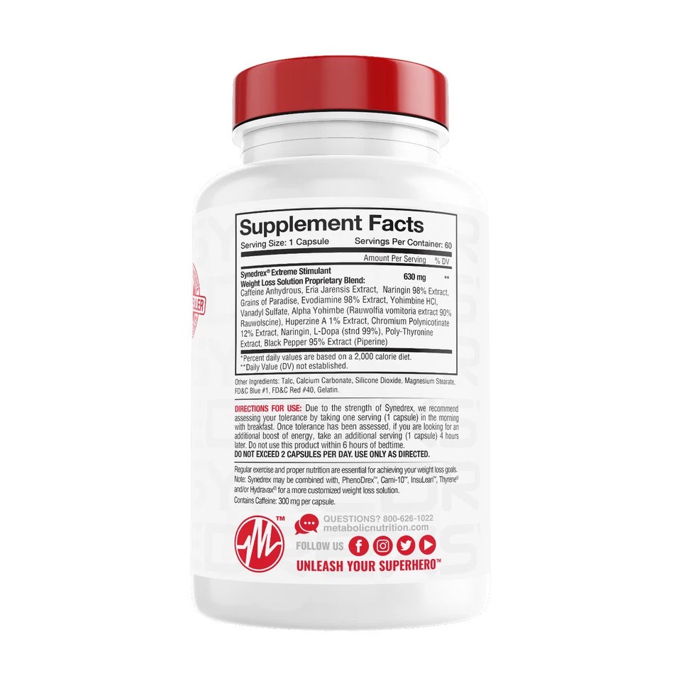 WEIGHT LOSS FAT BURNER THERMOGENIC Synedrex 60 CAPS FREE SHIP
