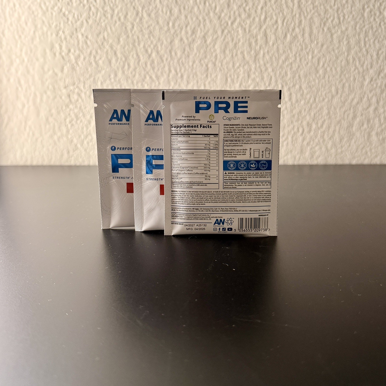 AN Performance Zero Caffeine Fruit Punch Pre-Workout Powder (3 pack)