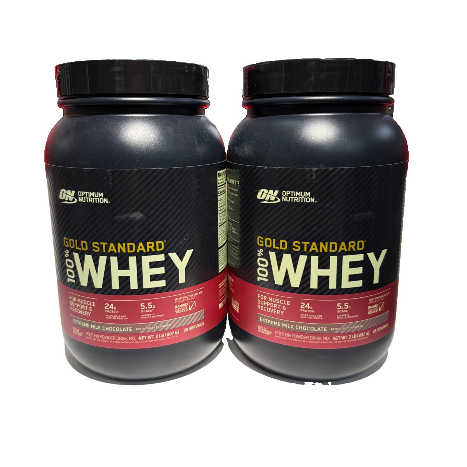 2 x Optimum Nutrition Gold Standard 100% Whey Protein Extreme Milk Chocolate 4LB