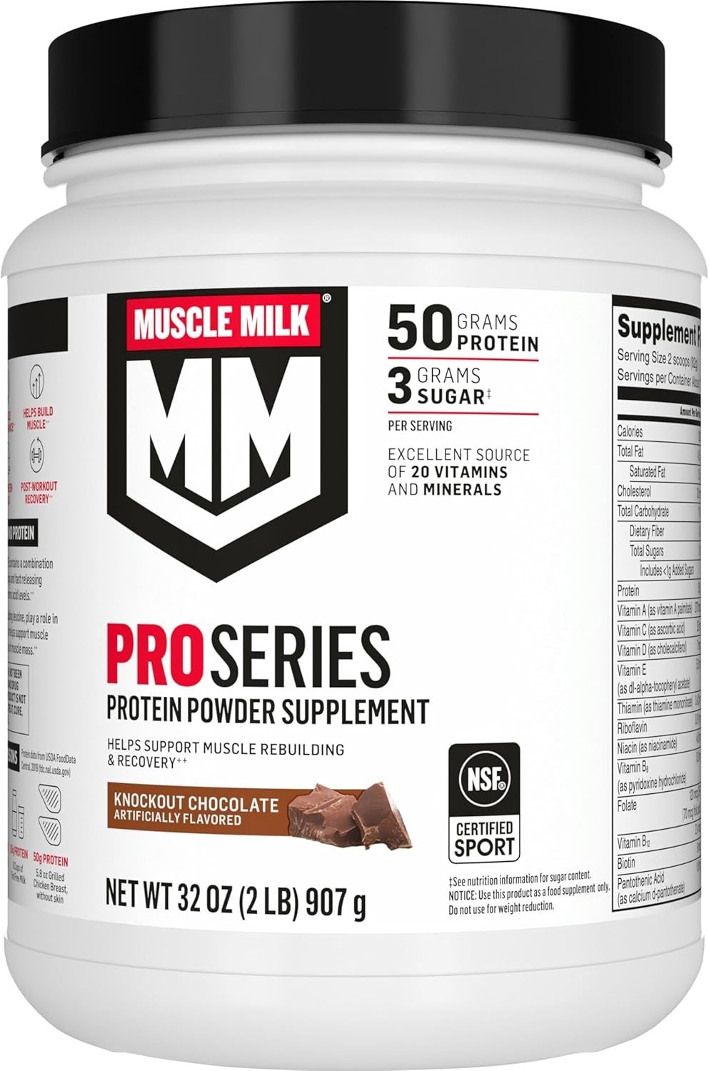 Knockout Chocolate Protein Powder, 50g Protein/Serving – Ideal for Muscle Growth