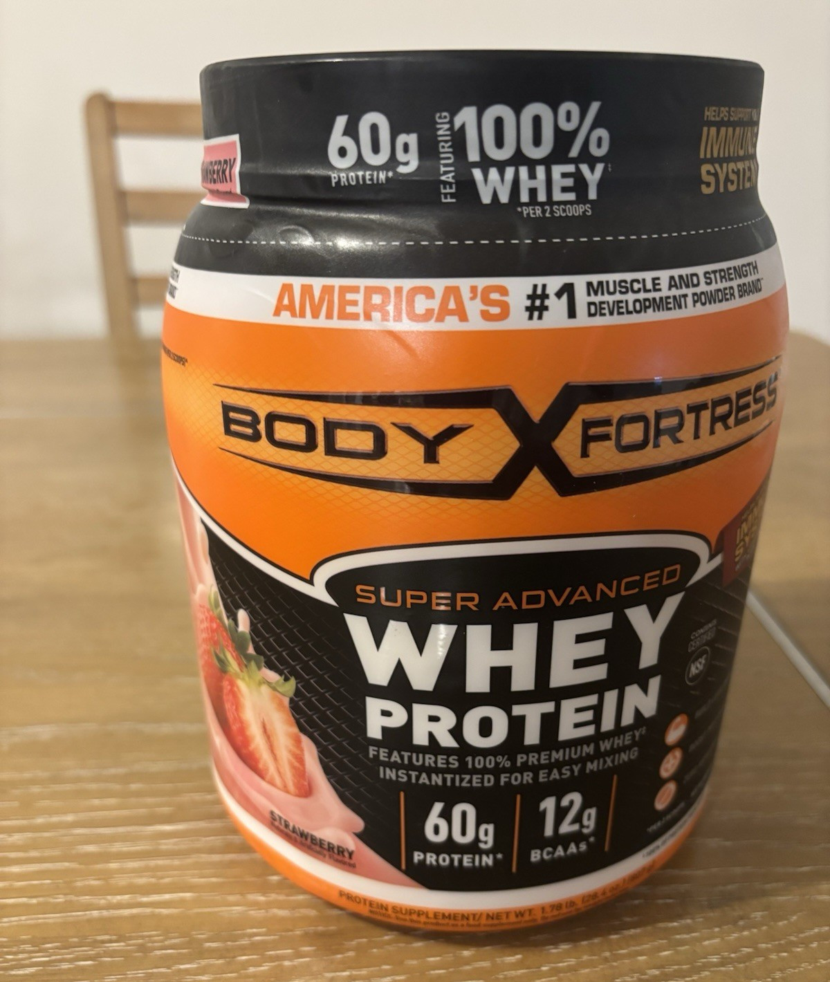Body Fortress Super Advanced Whey Protein Powder Strawberry 1.78 lb Gluten-Free