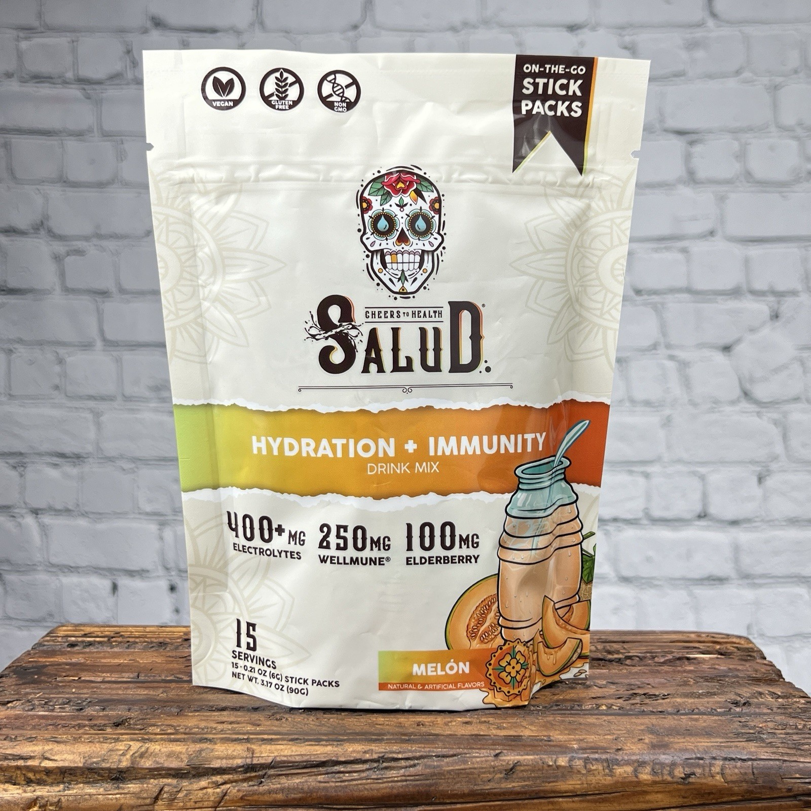 Salud Hydration+Immunity Melon Electrolyte Drink Mix 15 Servings Vegan
