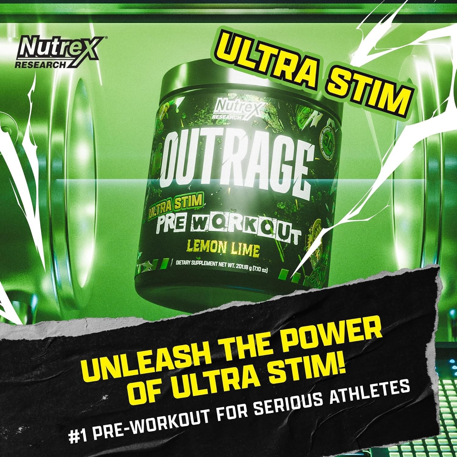 Outrage Ultra HIGH STIM Pre-Workout Powder for Men | 400mg Caffeine, L-Citrul