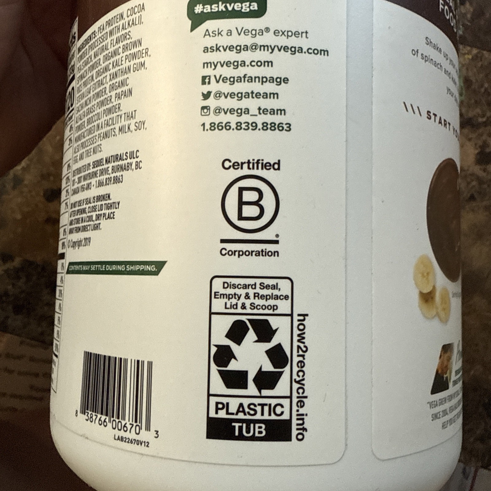 Vega Protein Greens Chocolate 18.4 Oz Approximately 16 Servings