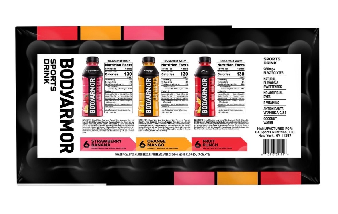 BODYARMOR Sports Drink, Variety Pack, 20 fl oz, 18-count Item