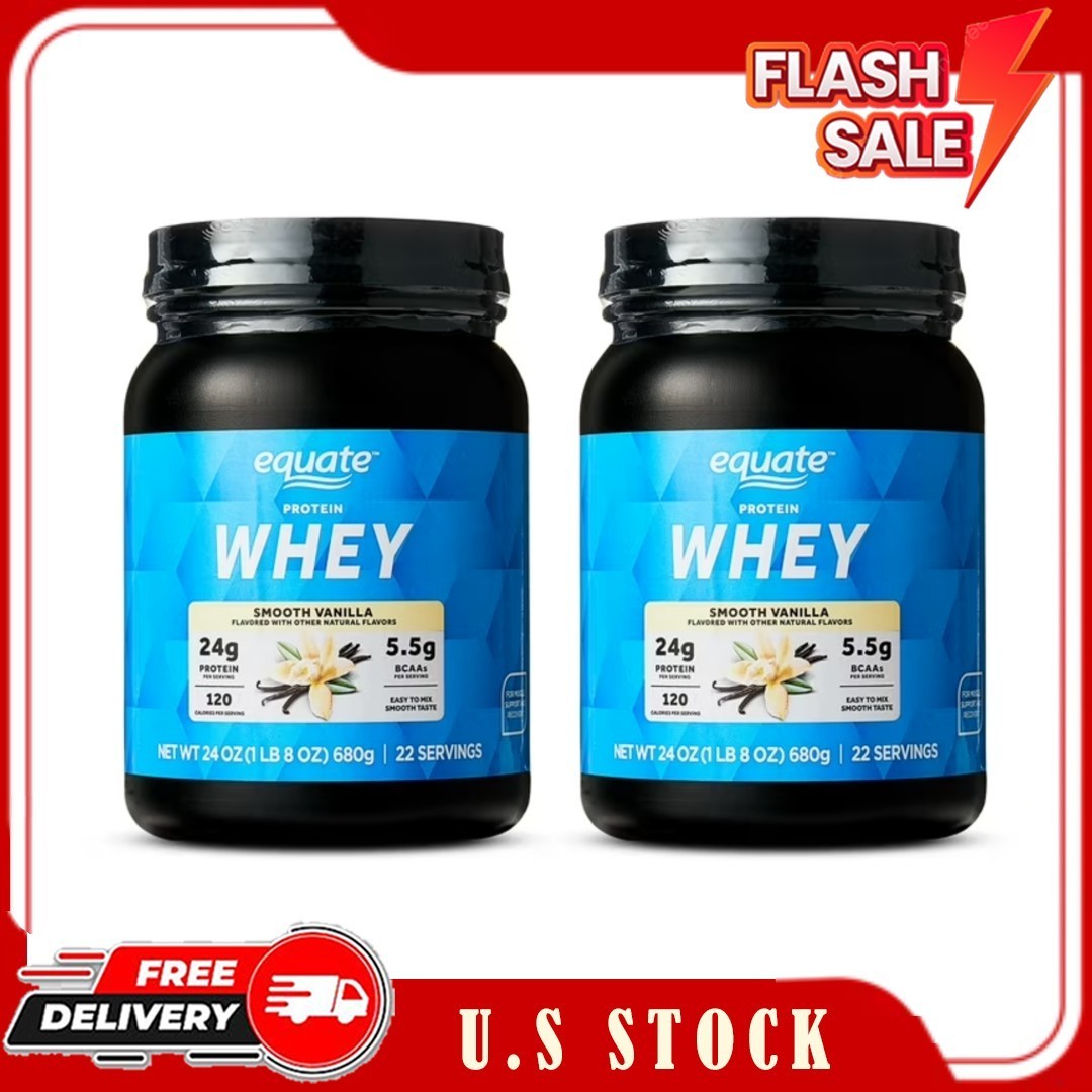 2 Pack Equate Whey Protein Powder, Smooth Vanilla, 24 oz