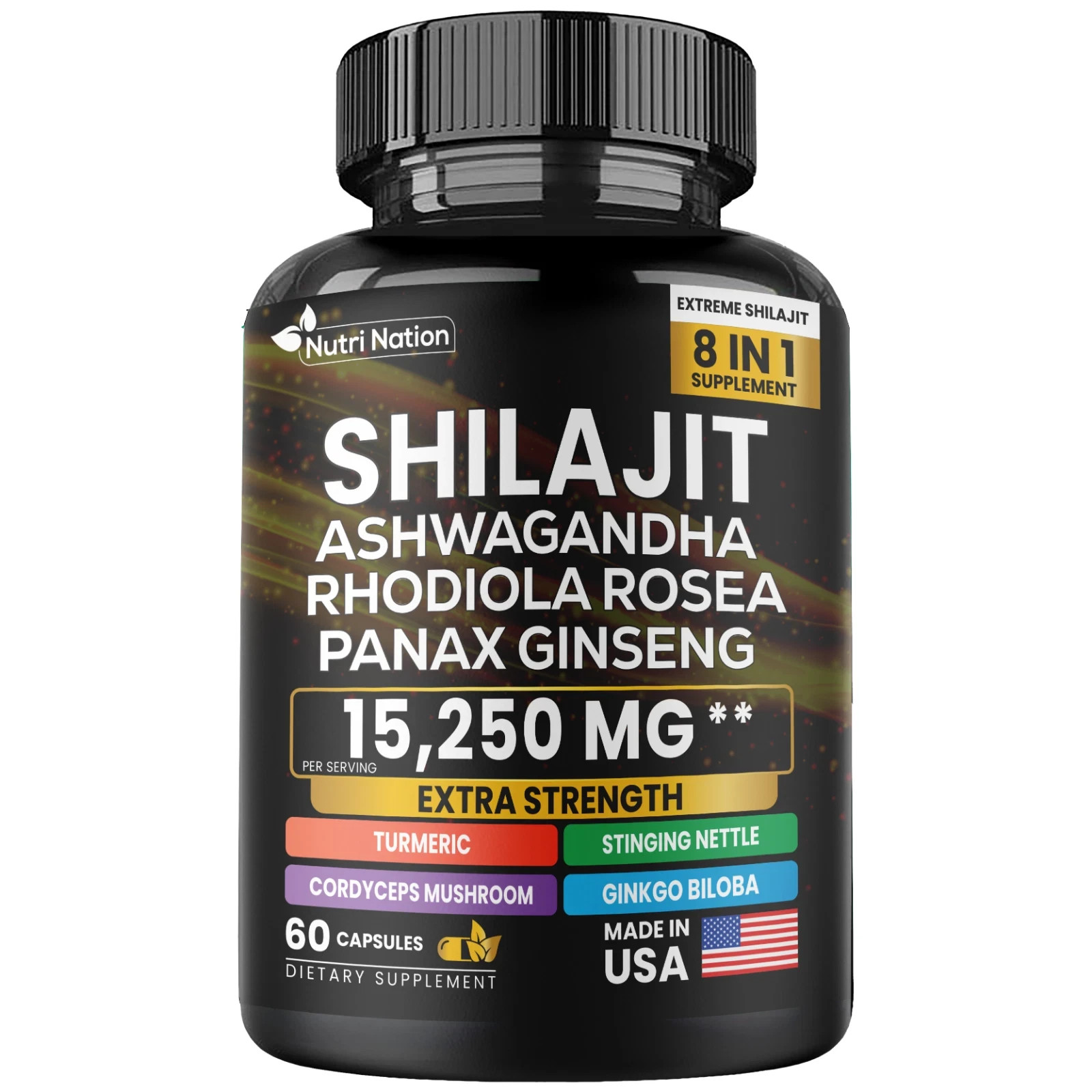 Shilajit Multivitamin (Turmeric, Ashwagandha, Ginger, Cordyceps Mushrooms) – US.
