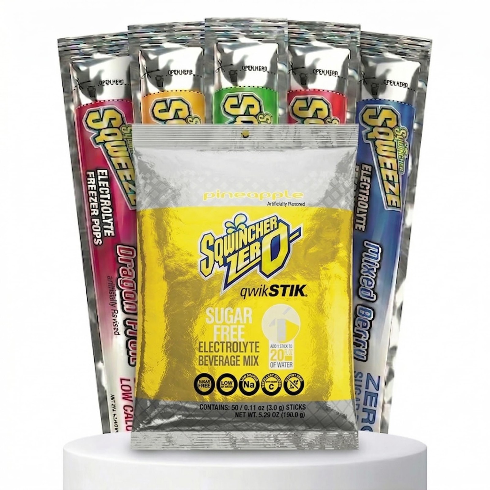 Sqwincher Bundle: (50) Pineapple Zero Qwik Stiks (20oz Yield) & (50) Sqweeze…