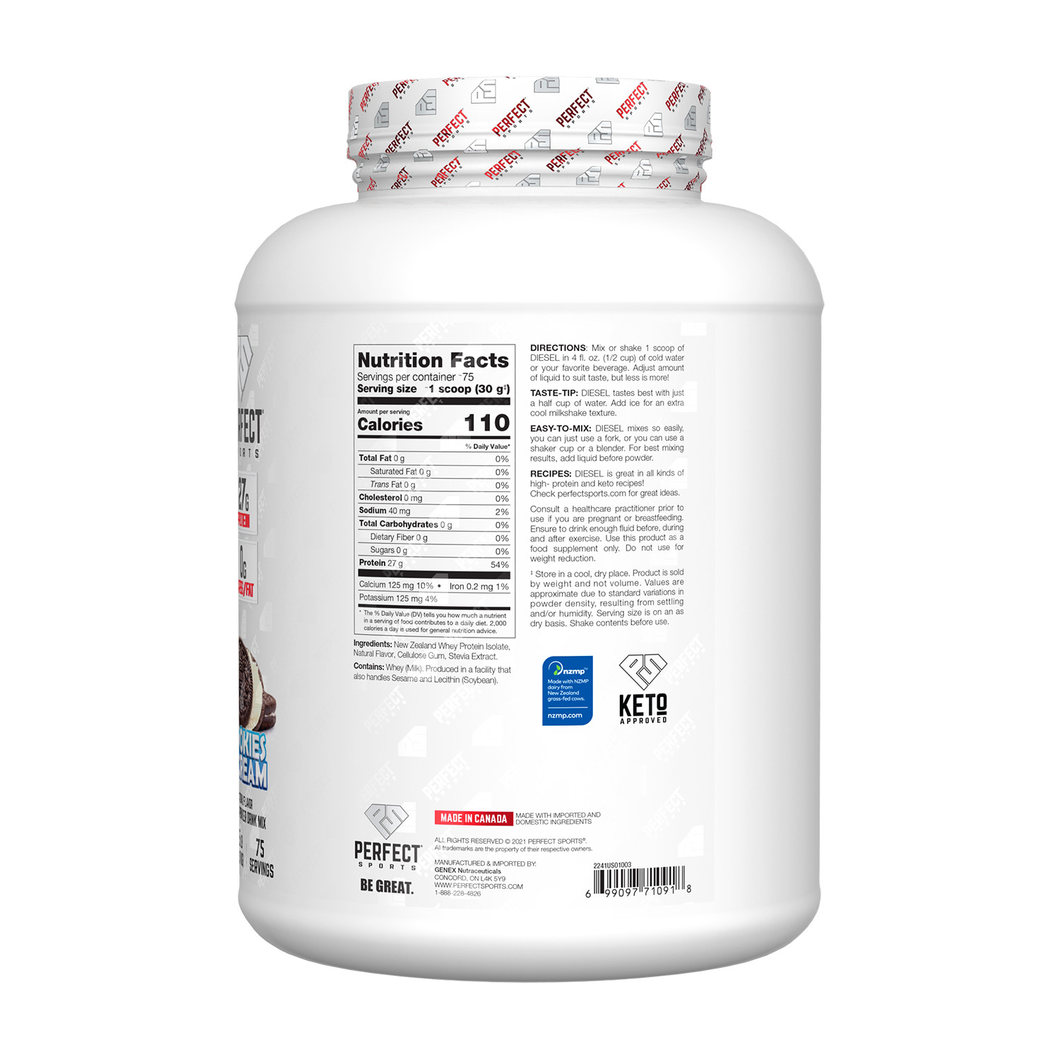 Diesel, New Zealand Whey Isolate, Cookies ‘n Cream, 5 lbs (2.27 kg)