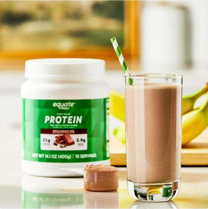 3 Pack Equate Plant-Based Protein Powder Supplement, Rich Chocolate, 14.1 oz Pk