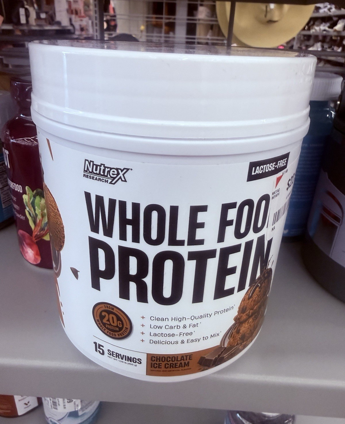 Nutrex Research Whole Food Protein Powder Chocolate Ice Cream Lactose-Free