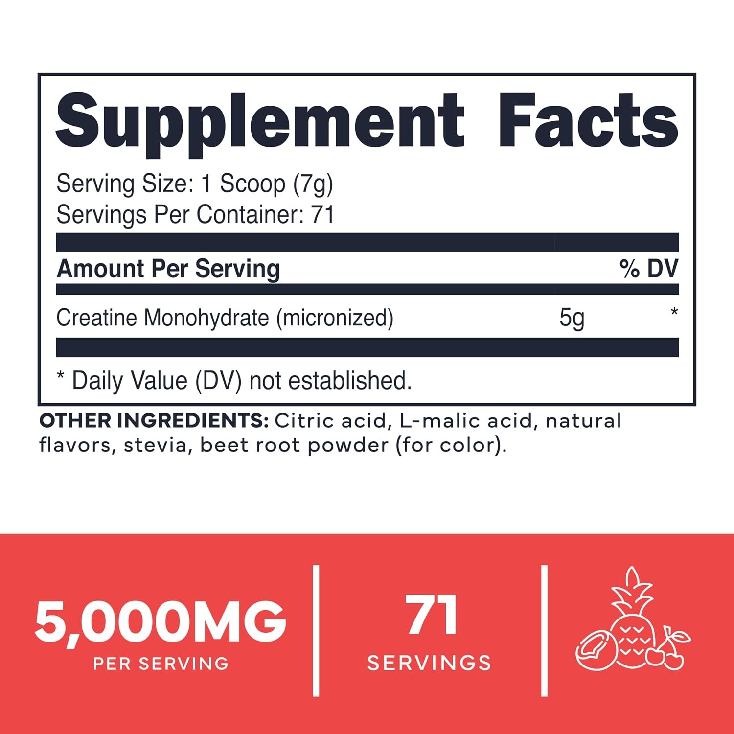 Type Zero Creatine Monohydrate Powder 500 Grams, Tropical Punch Flavored – Glute
