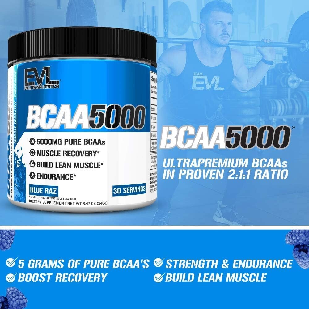Evlution EVL BCAAs Amino Acids BCAA5000- Stim Free Pre-Workout – All Flavors