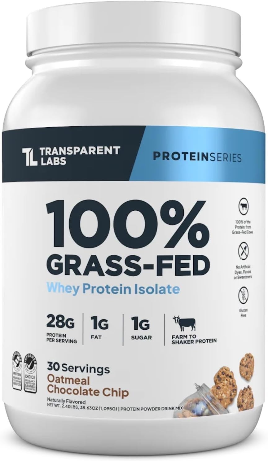 Transparent Labs Grass-Fed Whey Protein Isolate – Naturally Flavored Gluten F…
