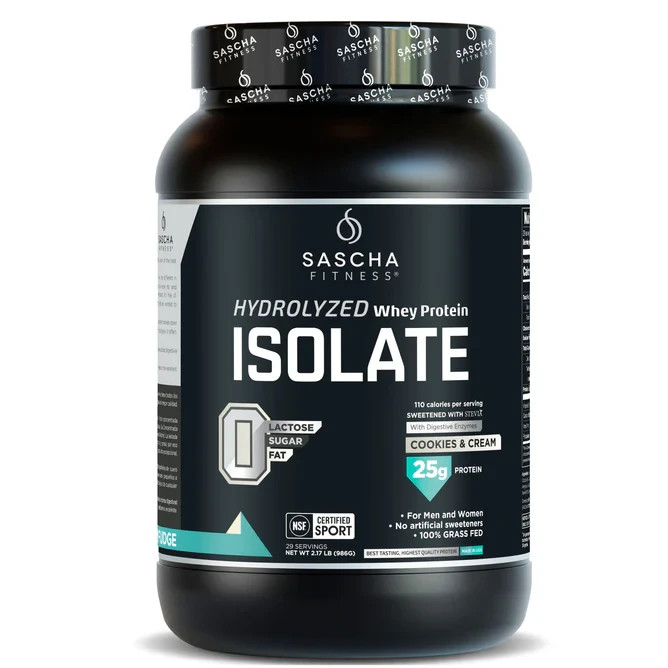 Sascha Fitness Hydrolyzed Whey Protein Isolate,100% Grass-Fed (2 Pounds, All )