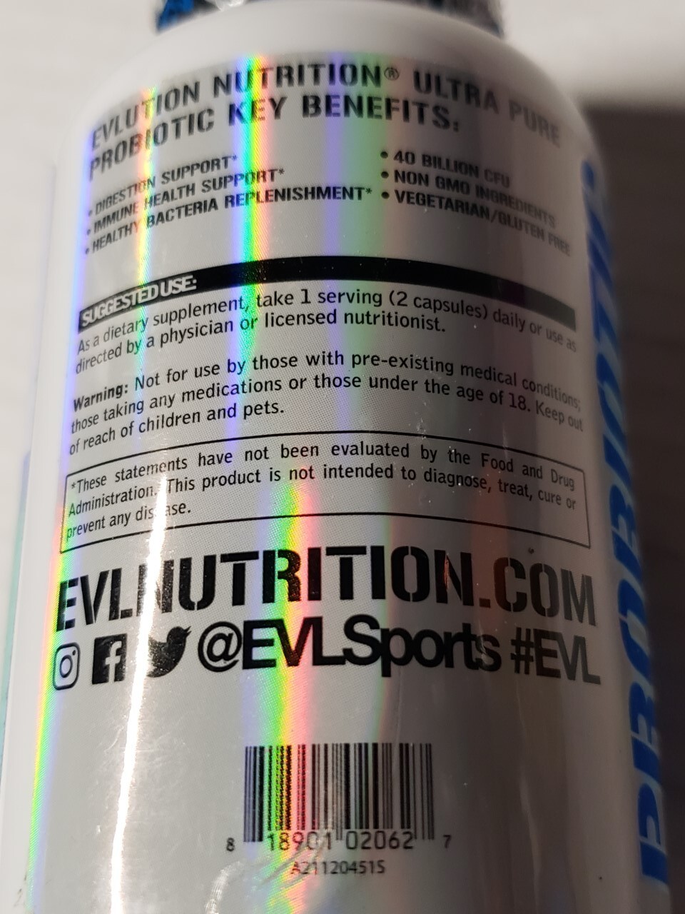 Evlution Nutrition Probiotic – 60 Veg Caps – Digestive Health – READ AD 5/2025