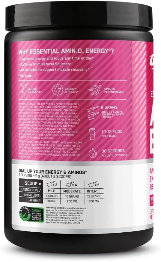 Sugar-Free Amino Energy Powder with Green Tea – 30 Servings in Watermelon Flavor
