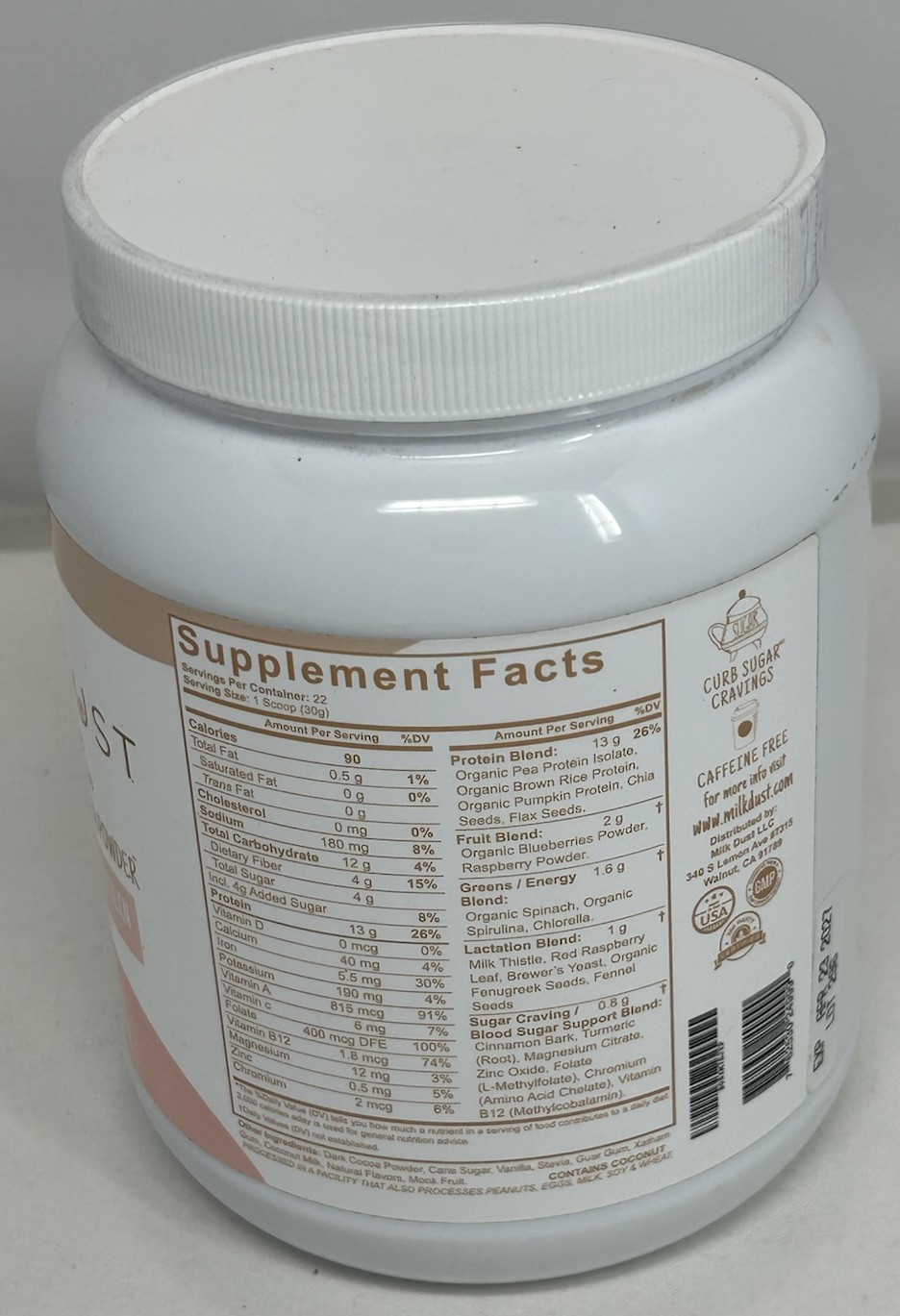 Milk Dust Fudge Brownie Lactation Protein Powder 22 Servings Exp 04/202