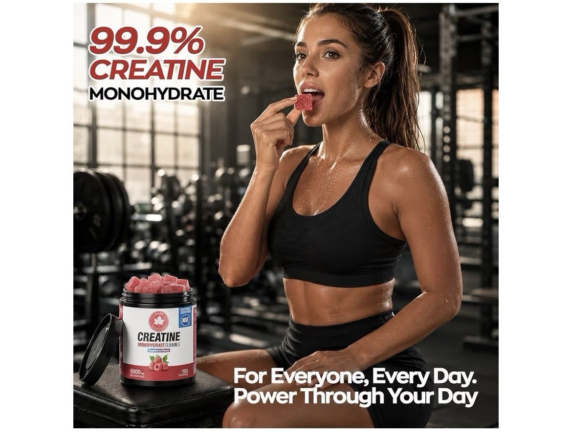 Creatine Gummies 5000mg Monohydrate 160 Count NSF Certified Raspberry B12