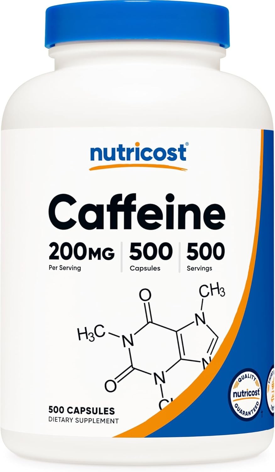 Nutricost Caffeine Pills, 200mg Per Serving (500 Caps) 500 Count (Pack of 1)