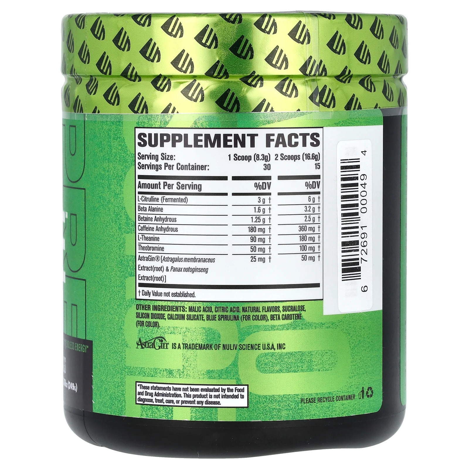 Nitro Surge, Pre-Workout, Green Apple, 8.78 Oz (249 G)