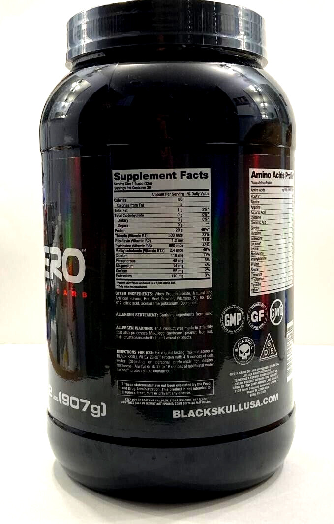 100% Isolate Whey ZERO Protein, Zero Carb Strawberry Flavor 2 Lb, 39 Servings
