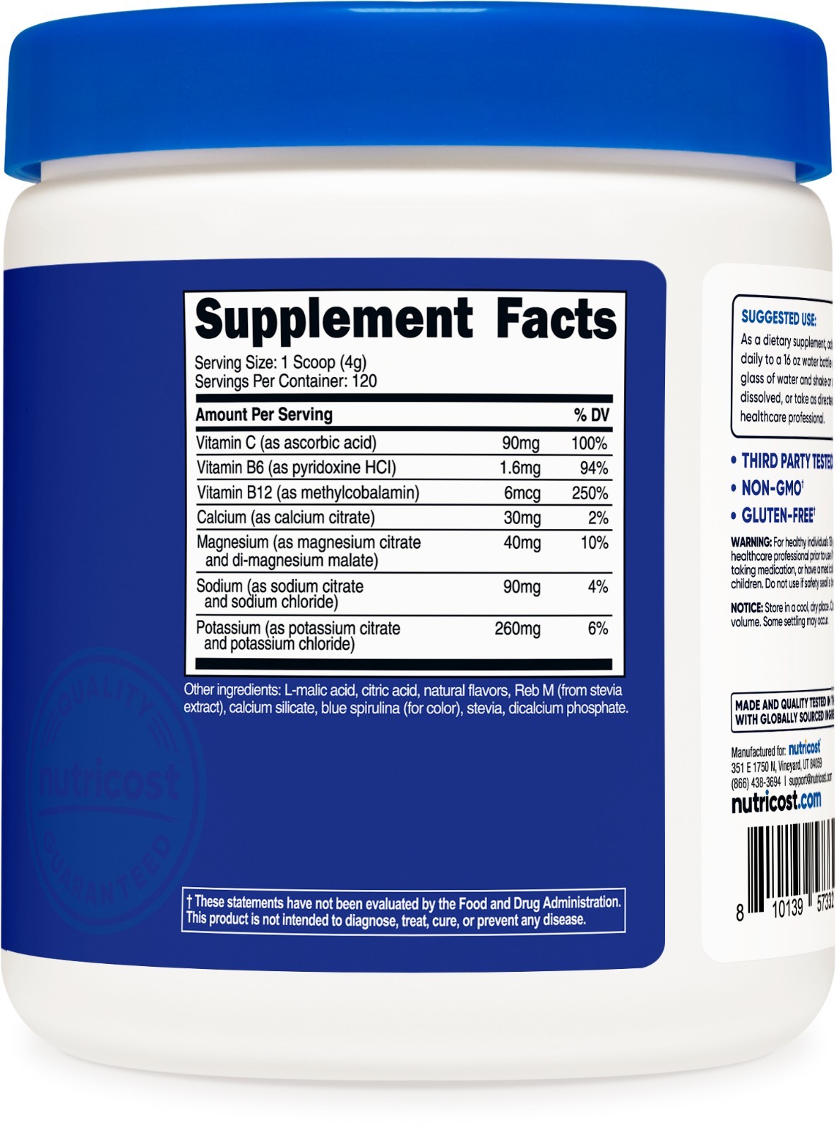 Nutricost Electrolytes Complex Powder (Blue Raspberry) 120 Servings