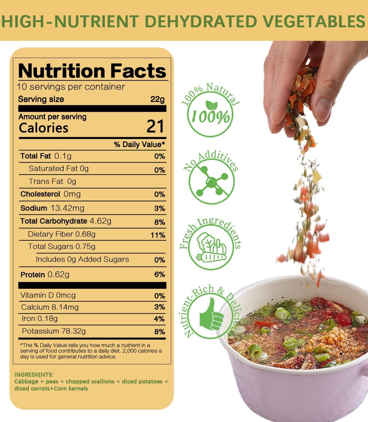 Dried Ramen Toppings, 220G/7.76OZ Dehydrated Vegetables, Natural Freeze Dried…