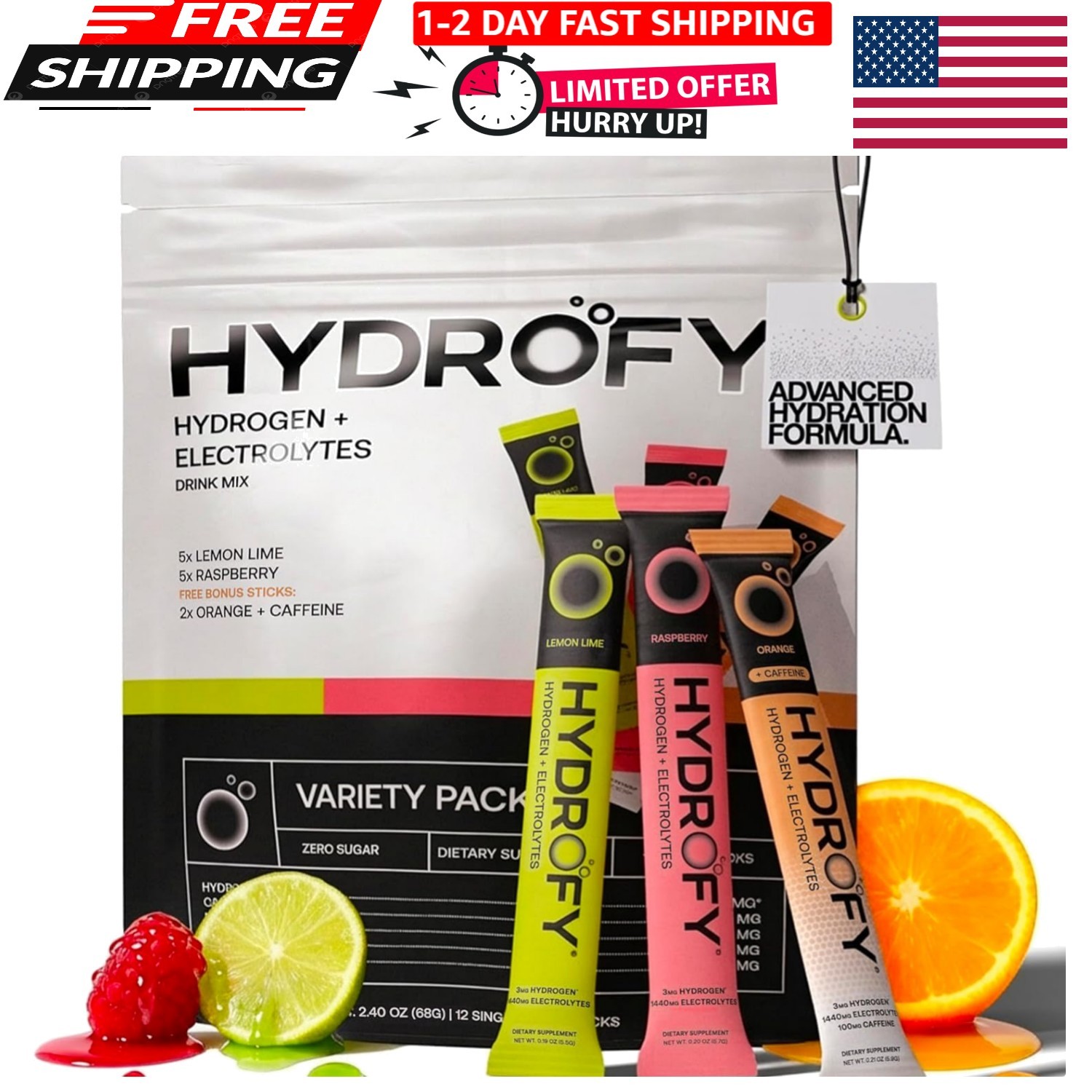 Hydrogen Water + Electrolytes Drink Mix – Variety Pack | H2 Hydration Packets…