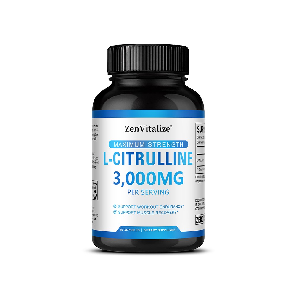 L-Citrulline 3000mg,30/60/120 Caps-Gluten Free&Non-GMO balances muscle strength