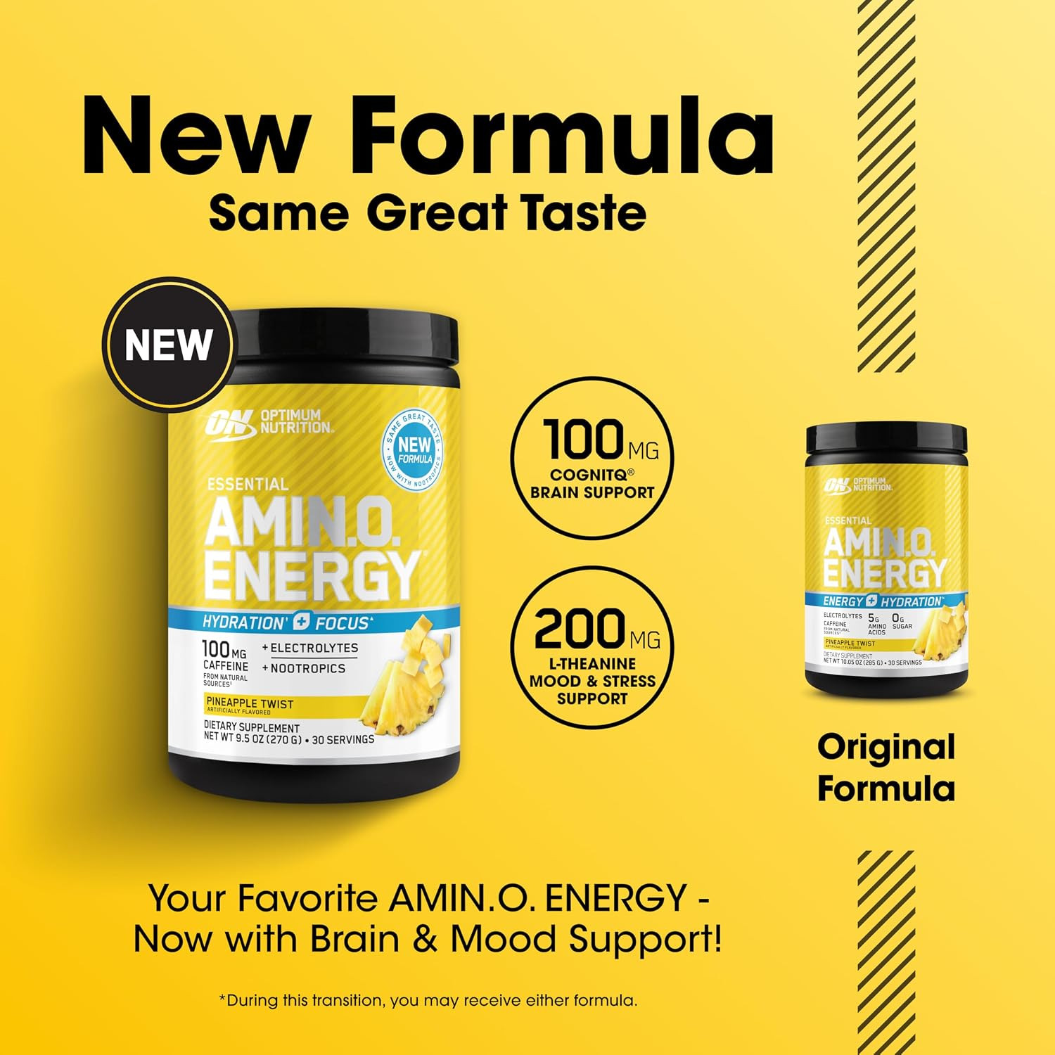 Amino Energy Powder plus Hydration, with BCAA, Electrolytes, and Caffeine, Pine