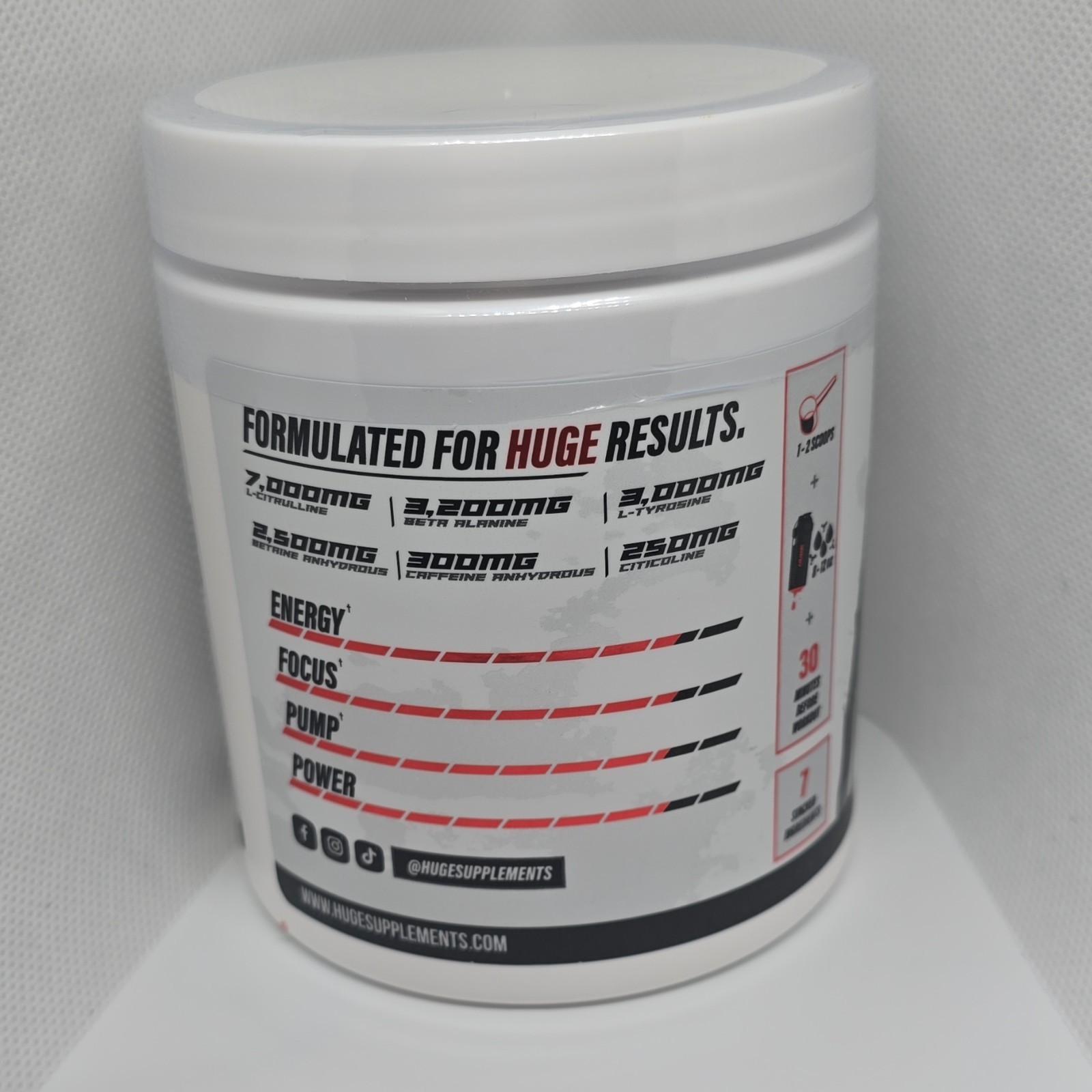 Huge Supplements Pre-Workout Powder Strawberry Kiwi L-Citrulline Beta Alanine