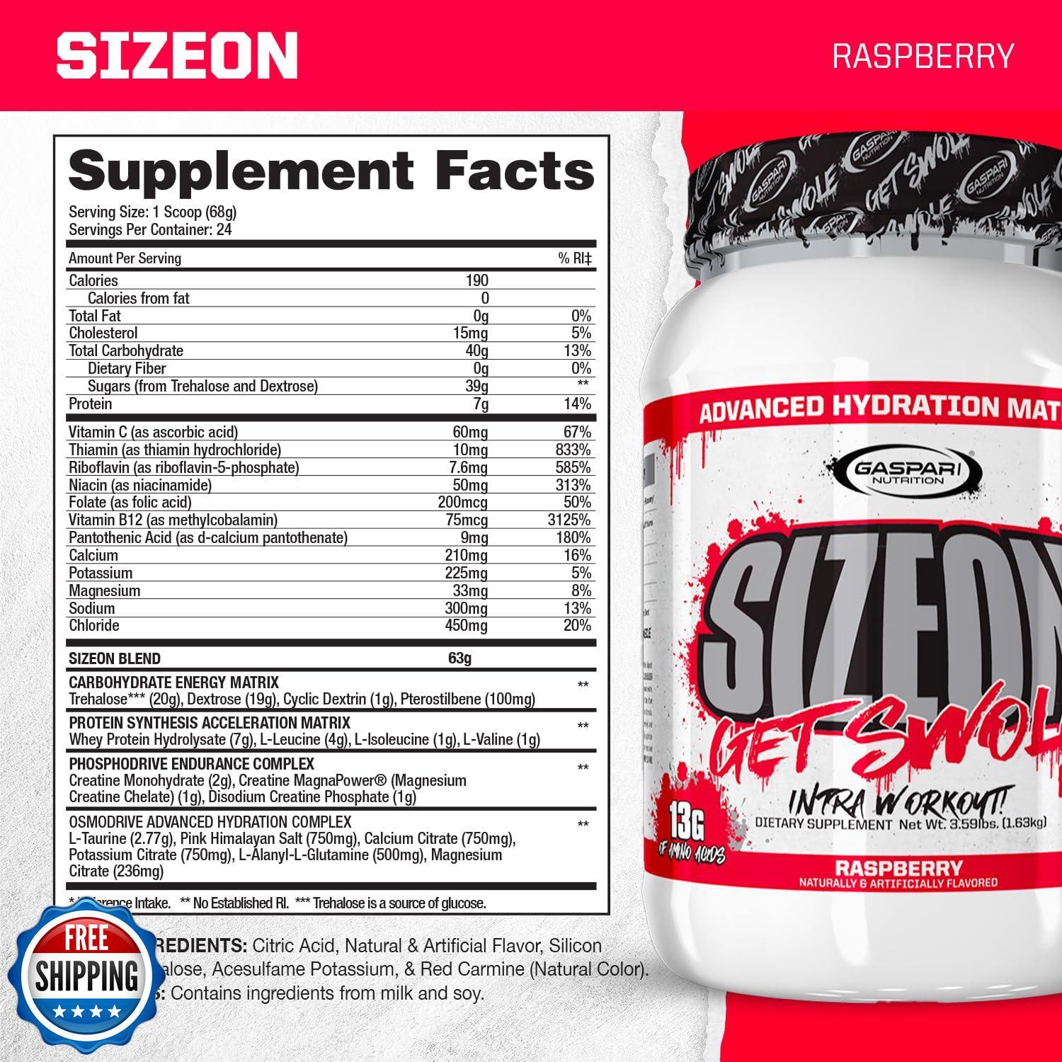 Gaspari Nutrition SizeOn, The Ultimate Hybrid Intra-Workout Amino Acid and Cr