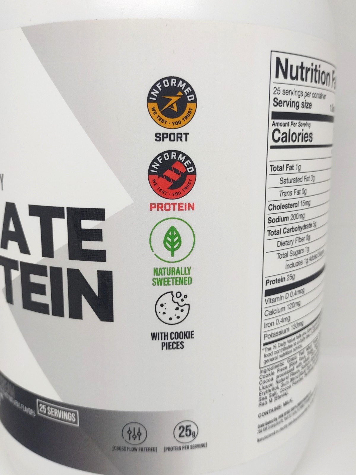 Raw Whey Isolate Protein Powder, Cookies and Cream 25 Servings Net Wt 30.86 oz